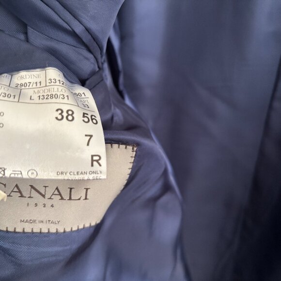 $2500 Canali Windowpane Blue Checked Suit - Size 46. Pants 38x31 - Picture 6 of 14